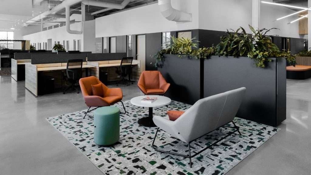 Office furniture Open Plan Lounge Seating Planters Desks
